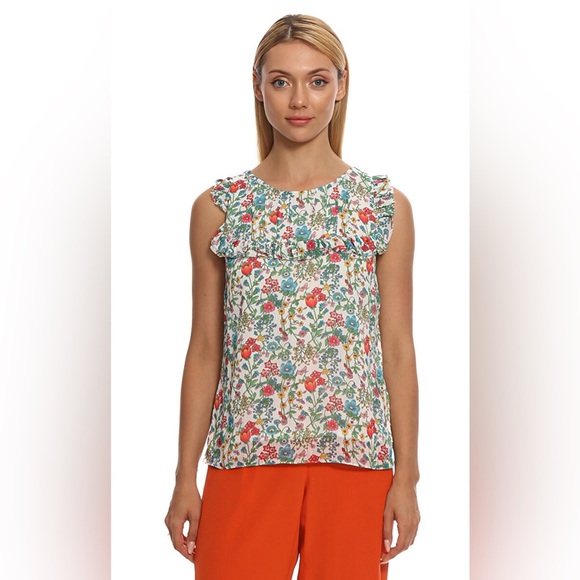 Brooks Brothers garden print ruffle tank , sz : 6 - Picture 1 of 11
